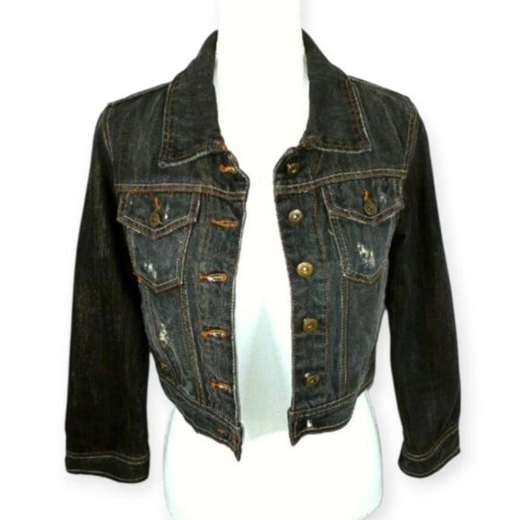 MILLAU DISTRESSED DENIM JACKET SZ.XS EUC. - Picture 2 of 5